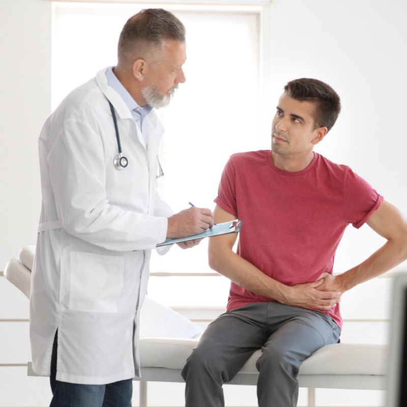 male experiencing groin pain